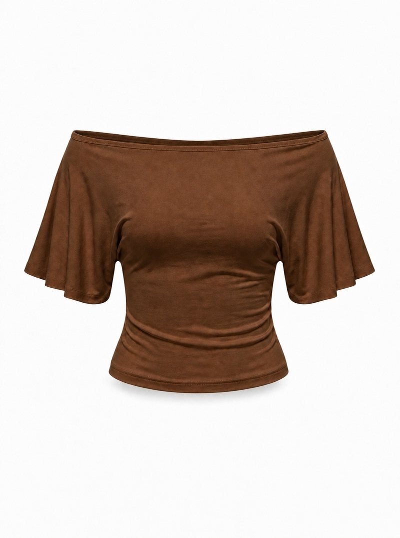 Off-Shoulder Braun Blanko 3:4