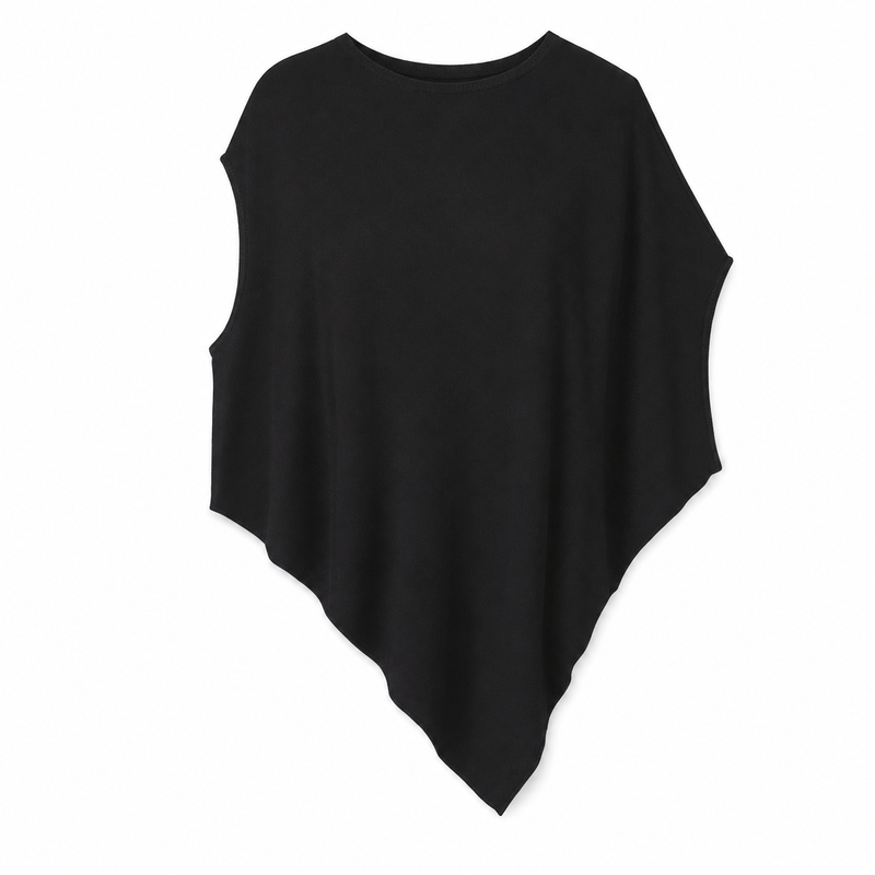 Zipfel-Top in Schwarz, freigestellt