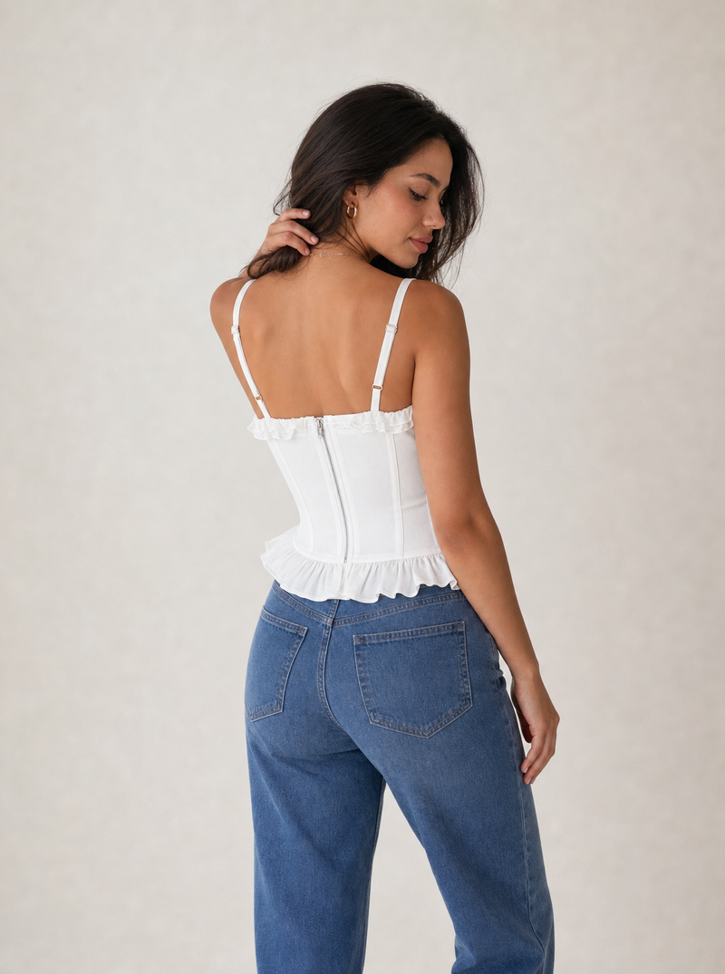 Rüschen-Corsage Top, Rückansicht